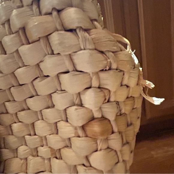 Fossil Natural Straw Brown Leather Trim Satchel Purse - Picture 15 of 15